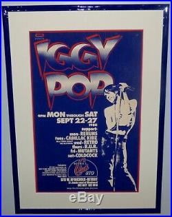 Iggy Pop Bookie's Club Detroit Gary Grimshaw 1980 Framed Original Concert Poster