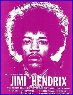 JIMI HENDRIX Original Concert Handbill Flyer 1969 Fort Worth Texas
