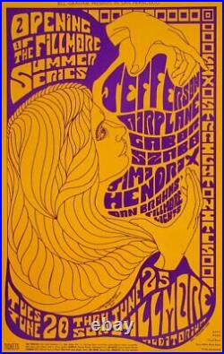 Jefferson Airplane Jimi Hendrix 1967 Fillmore Auditorium Concert Poster