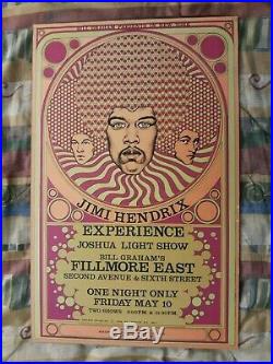 Jimi Hendrix Experience 1st Print 1968 Bill Graham Fillmore East Concert Poster