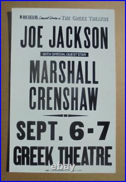 Joe Jackson At The Greek Theatre Original Vintage Concert Promotion Poster