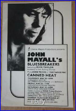 John Mayall Canned Heat Berkeley 1971 Concert Poster Cardboard Original
