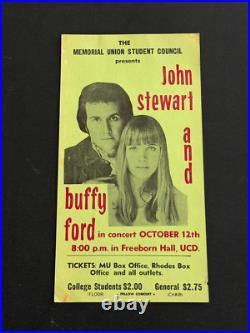 John Stewart Buffy Ford Freeborn Hall Original AOR Thick Concert Poster 1970's John Stewart Buffy Ford Freeborn Hall Original AOR Thick Concert Poster 1970's
