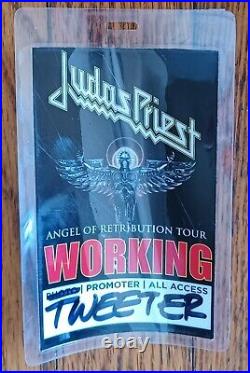 Judas Priest Autographed 11x17 Concert Poster with used Laminated Backstage Pass