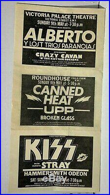 KISS Canned Heat Odeon Roundhouse Original UK Concert Flyer VG creases 1976 RARE