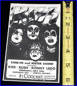 KISS RUSH vintage 1974 1st Tour Canada mini Concert Poster FULL TICKET Aucoin