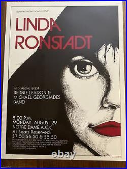 LINDA RONSTADT 1977 poster Notre Dame concert Original 23x17.5