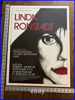 LINDA RONSTADT 1977 poster Notre Dame concert Original 23x17.5