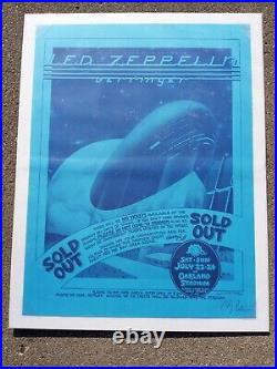 Led Zeppelin Concert Poster Randy Tuten Signed Oakland 1977 excellent condition