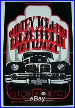 Led Zeppelin Country Joe Taj Mahal Original 1969 Concert Poster / Randy Tuten