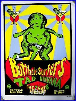 Limited Edition Original Cobain Nirvana Butthole Surfers 1993 Concert Poster