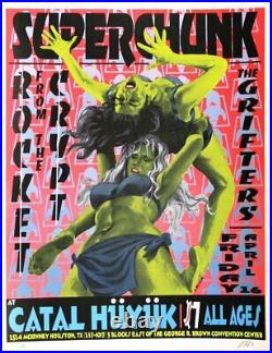 Lindsey Kuhn 1993 Superchunk Concert Poster With Rocket From The Crypt