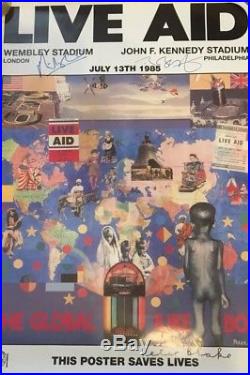 Live Aid Multi SIGNED Original Concert Poster 36 X 24 Inches UACC