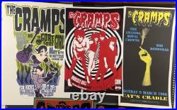 Lot of (5) The Cramps Promo/concert Posters (RARE) 4/5 are Signed by Artist