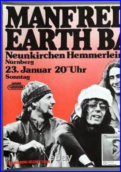 MANFRED MANN'S EARTH BAND rare original 1977 concert poster ROARING SILENCE