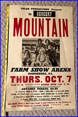 MOUNTAIN RARE 1971 Original Concert Poster Farm Show Arena Harrisburg, Pa
