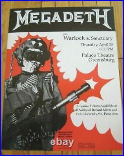 MegaDeth Poster 1988 Live Tour Concert Poster Metallica Original 1988