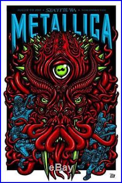 Metallica Concert Poster 8/9/17 Seattle WA Cthulhu Tour Print Signed Numbered