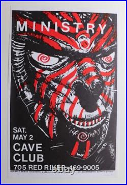 Ministry Band Cave Club Austin 1987 Signed Kozik Concert Poster RARE Original Ministry Band Cave Club Austin 1987 Signed Kozik Concert Poster RARE Original