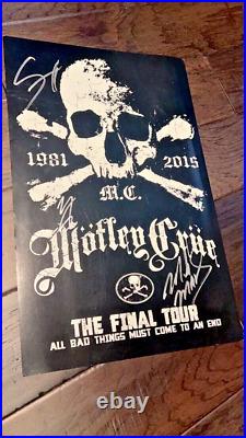 Motley Crue Final Tour Autographed Poster With Concert Pass