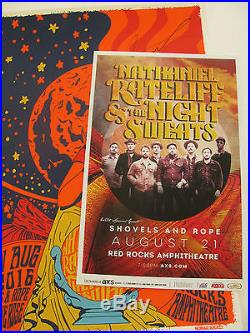 NATHANIEL RATELIFF Night Sweats Red Rocks 2016 Group Signed Concert /Gig Poster