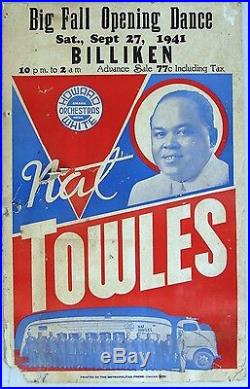 NAT TOWLES, Omaha, Nebraska, Boxing Style Concert Poster, 1941 RARE