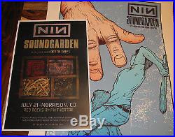 NIN SOUNDGARDEN Red Rocks 2014 Rare Concert Poster by Jermaine Rogers # 77/100