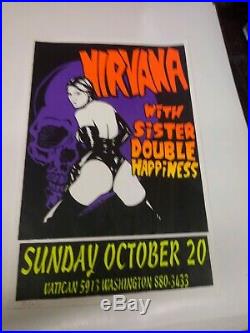 NIRVANA Mega Rare 1991 Silk Screen concert poster Uncle Charlie 1st press