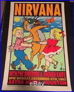 Nirvana Breeders RARE 1993 signed concert poster Frank Kozik #126/800 Cobain