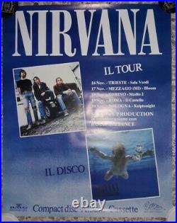 Nirvana Italian Tour 1991 Bmg Nevermind Promo Concert Poster K Cobain Lp Italy