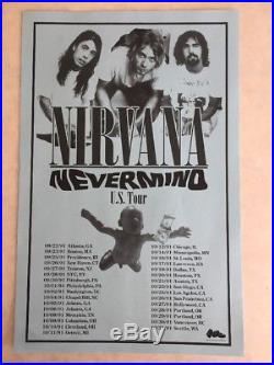 Nirvana Nevermind U. S. Tour Original Concert Poster 1991 11x17