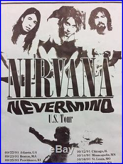 Nirvana Nevermind U. S. Tour Original Concert Poster September October 1991