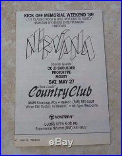 Nirvana RARE Original May 27 1989 Country Club Reseda Concert Poster Ad 4.5x6.5