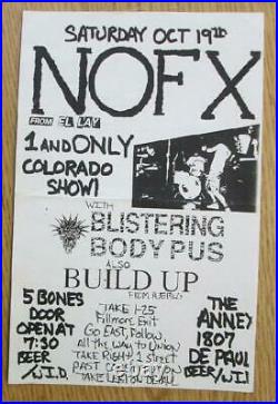 Nofx Denver Original Concert Poster Flyer 1990s