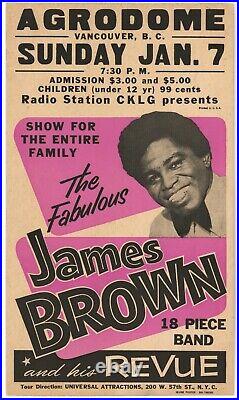 ORIGINAL 1968 James Brown Concert Poster Agrodome, Vancouver B. C