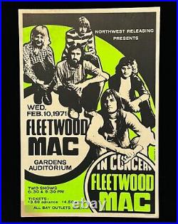 ORIGINAL 1971 Fleetwood Mac Concert Poster Gardens Auditorium RESTORED