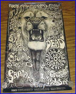 Original Bill Graham Grateful Dead & Santana Concert Poster Fillmore West Bg134