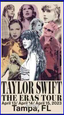 Official Taylor Swift Concert Poster Tampa, FL Eras Tour April 2023