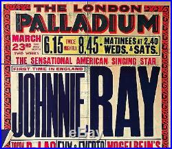 Original1954 Johnnie Ray London Palladium Broadside Rock & Roll Concert Poster