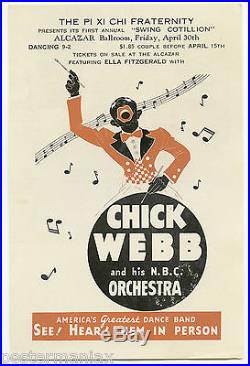 Original 1937 ELLA FITZGERALD / CHICK WEBB Concert Handbill / Flyer WOW