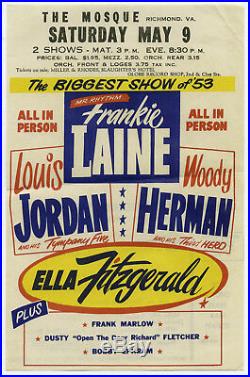 Original 1953 ELLA FITZGERALD LOUIS JORDAN Concert Handbill / Flyer WOW