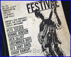 Original 1962 Philadelphia Folk Festival Concert Poster Very RARE