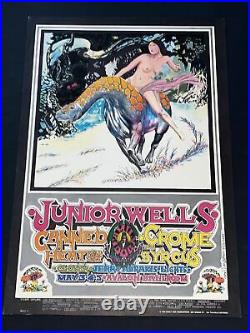 Original 1967 Concert Poster Nude Woman Riding Dinosaur Horse Consuming Mushroom