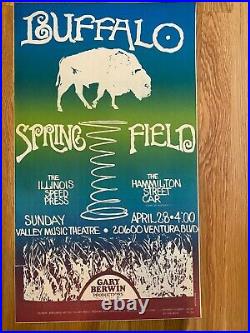 Original 1968 Neil Young Buffalo Springfield Valley Music Theatre Concert Poster