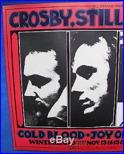 Original 1969 Crosby, Still, Nash & Young Concert Poster Bill Graham Winterland