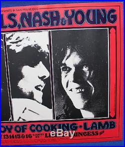 Original 1969 Crosby, Still, Nash & Young Concert Poster Bill Graham Winterland