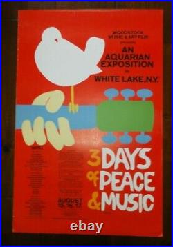 Original 1969 Woodstock Concert Poster, 24 by 36 In Size