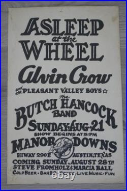 Original 1970's Concert Poster Asleep At The Wheel Butch Hancock Austin Texas