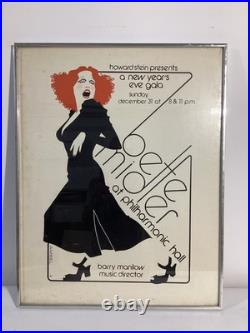 Original 1972 Bette Midler Richard Amsel Concert Poster Barry Manilow NYC 23x29