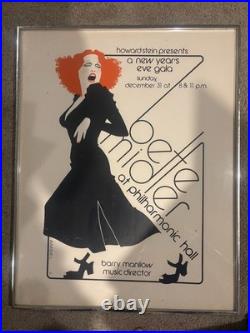 Original 1972 Bette Midler Richard Amsel Concert Poster Barry Manilow NYC 23x29